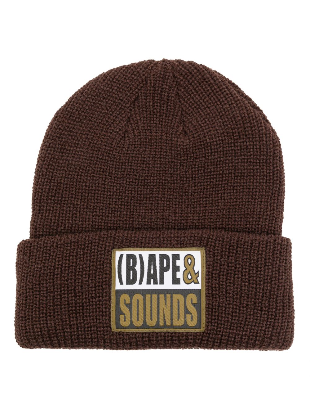 A BATHING APE® logo贴花罗纹针织套头帽 - 褐色
