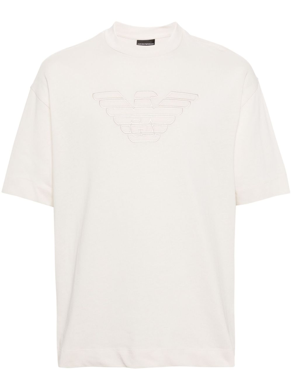 Emporio Armani logo刺绣棉T恤 - 中性色