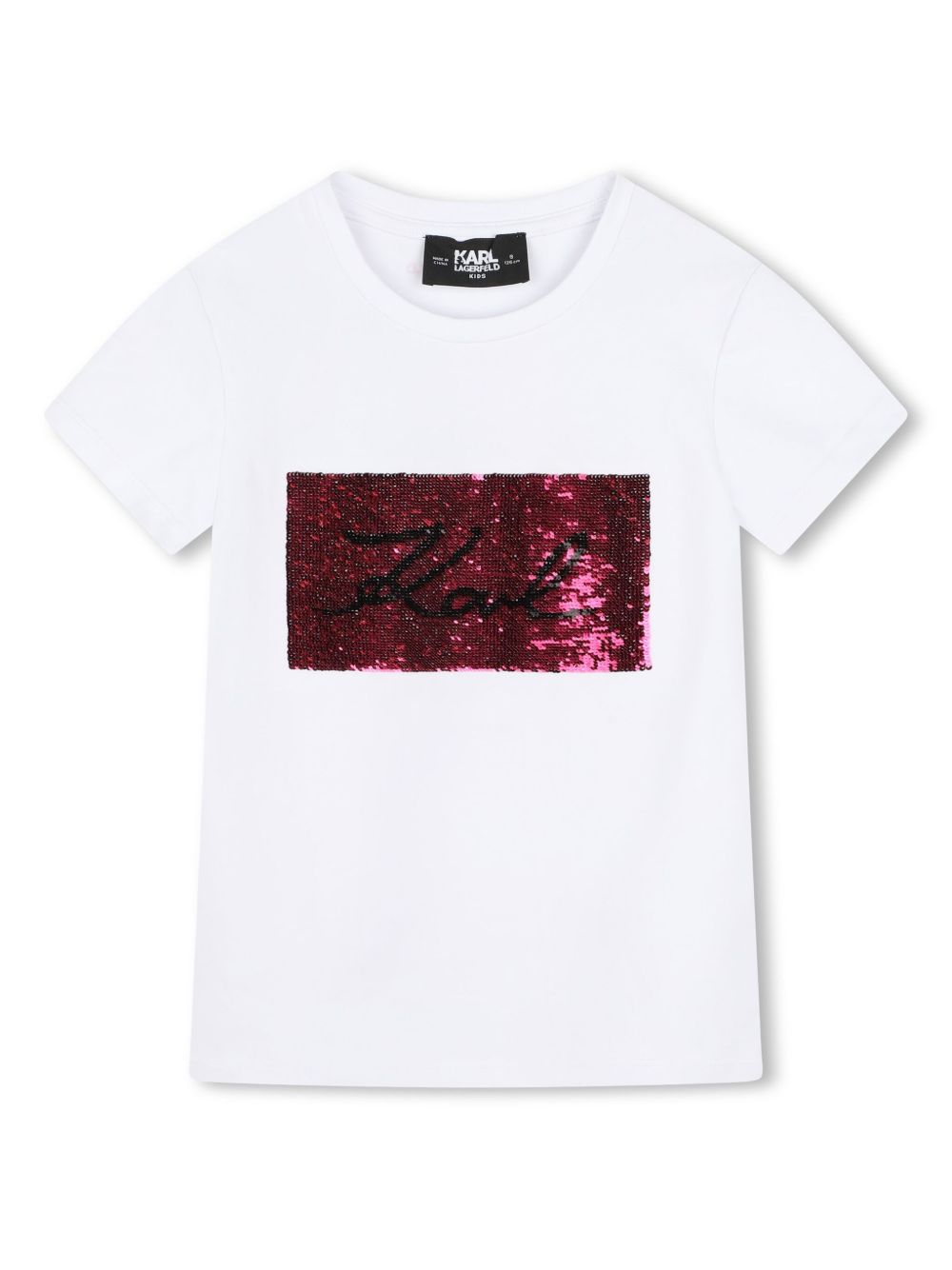 Karl Lagerfeld Kids Signature 亮片缀饰T恤 - 白色