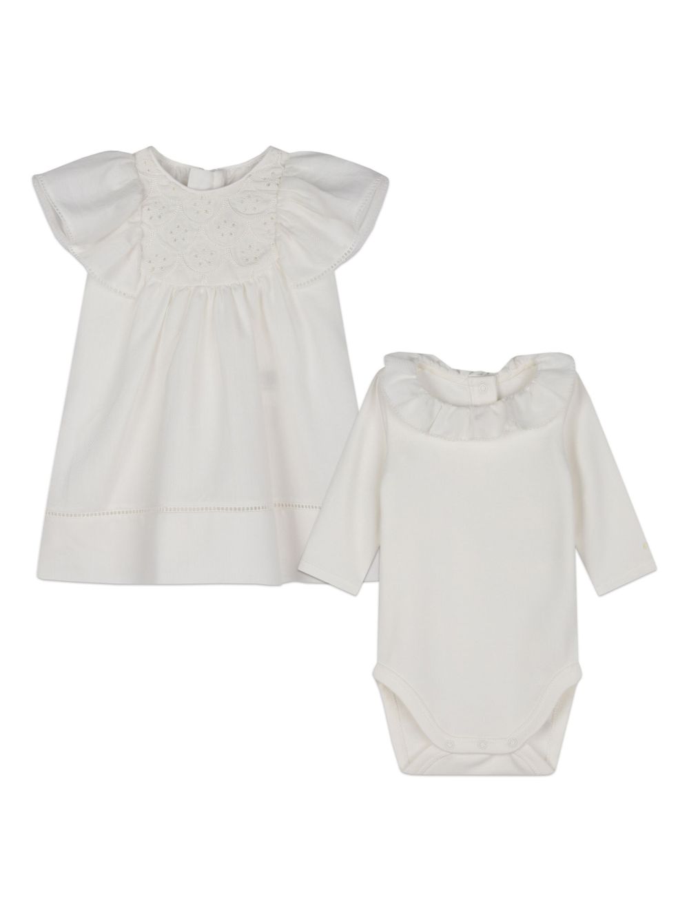 Chloé Kids 荷叶边细节睡衣套装 - 白色
