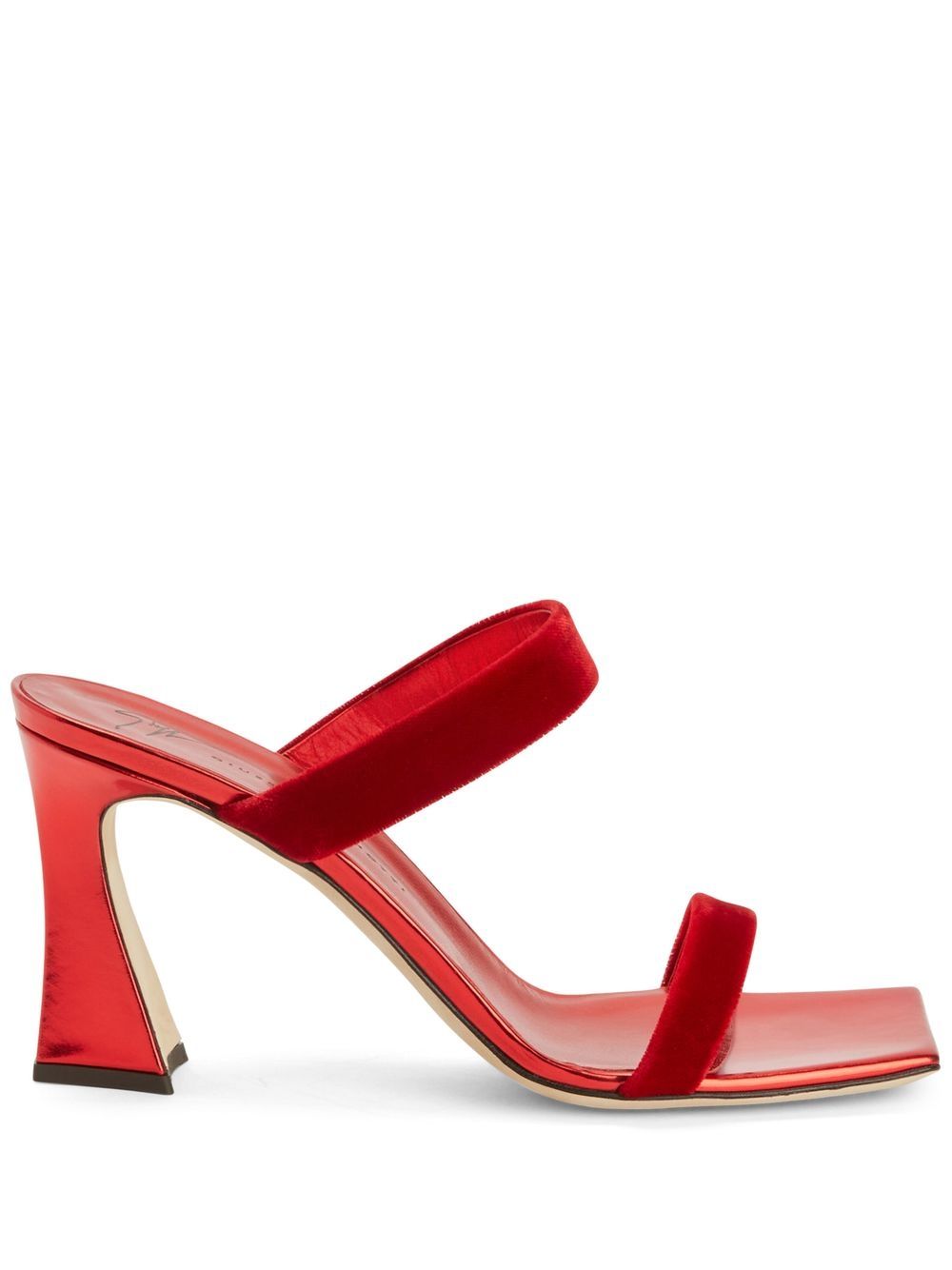 Giuseppe Zanotti Flaminia 85毫米丝绒穆勒鞋 - 红色