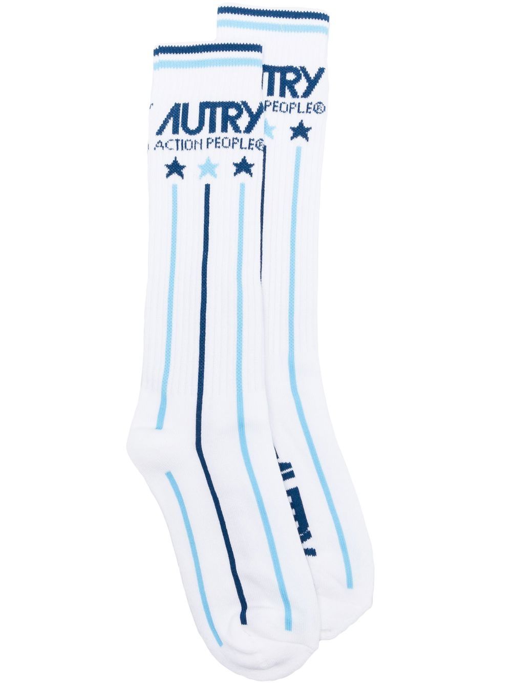 Autry logo印花及踝针织袜 - 白色