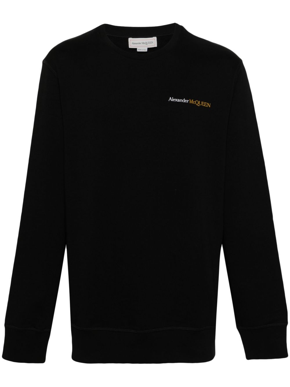Alexander McQueen logo刺绣棉卫衣 - 黑色
