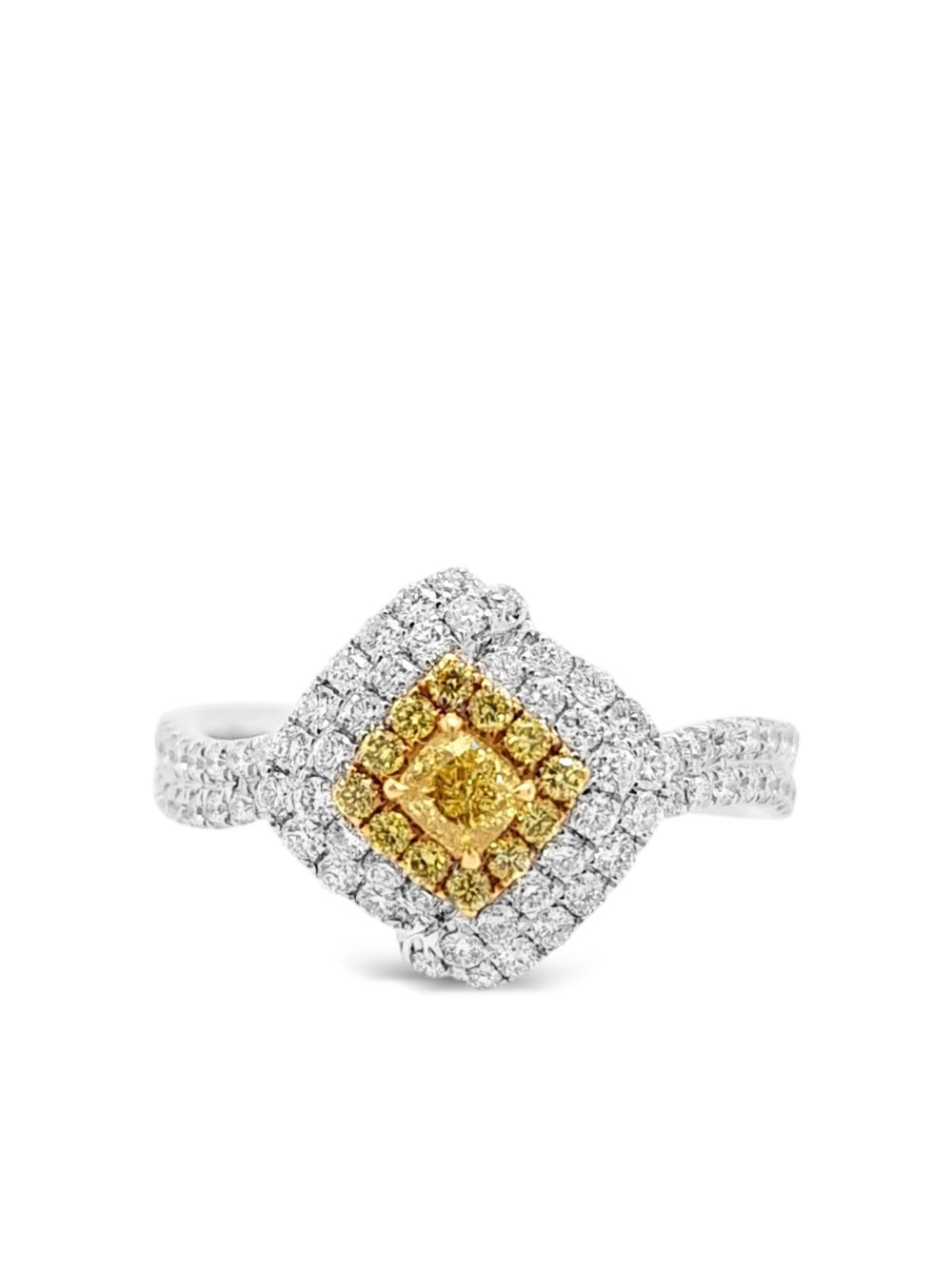 HYT Jewelry 18K黄金铂金 Fancy Intense 钻石戒指 - 银色