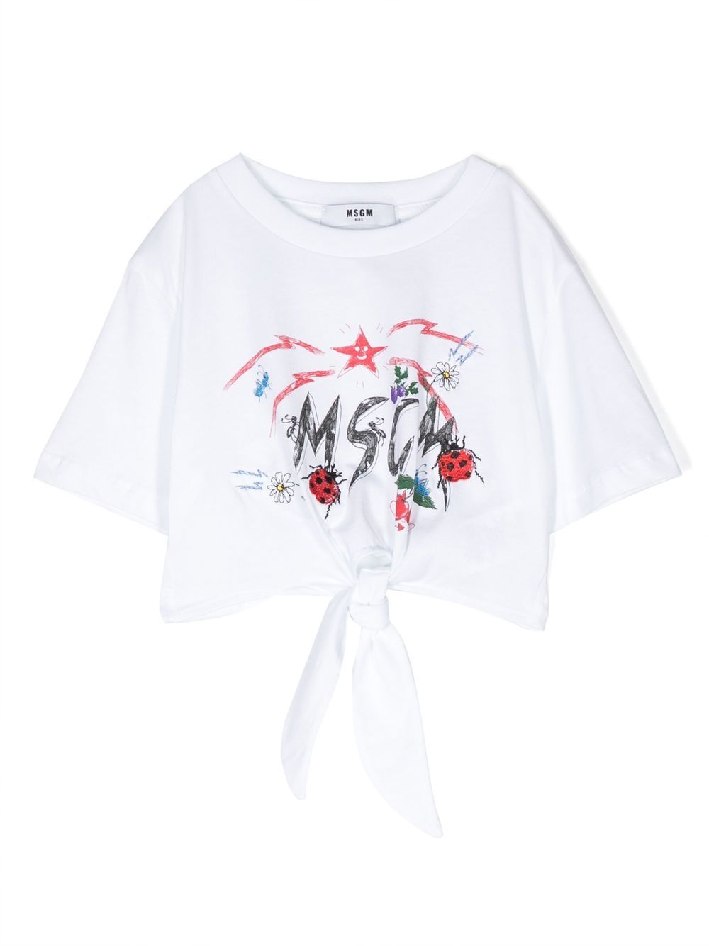 MSGM Kids 图案logo印花T恤 - 白色