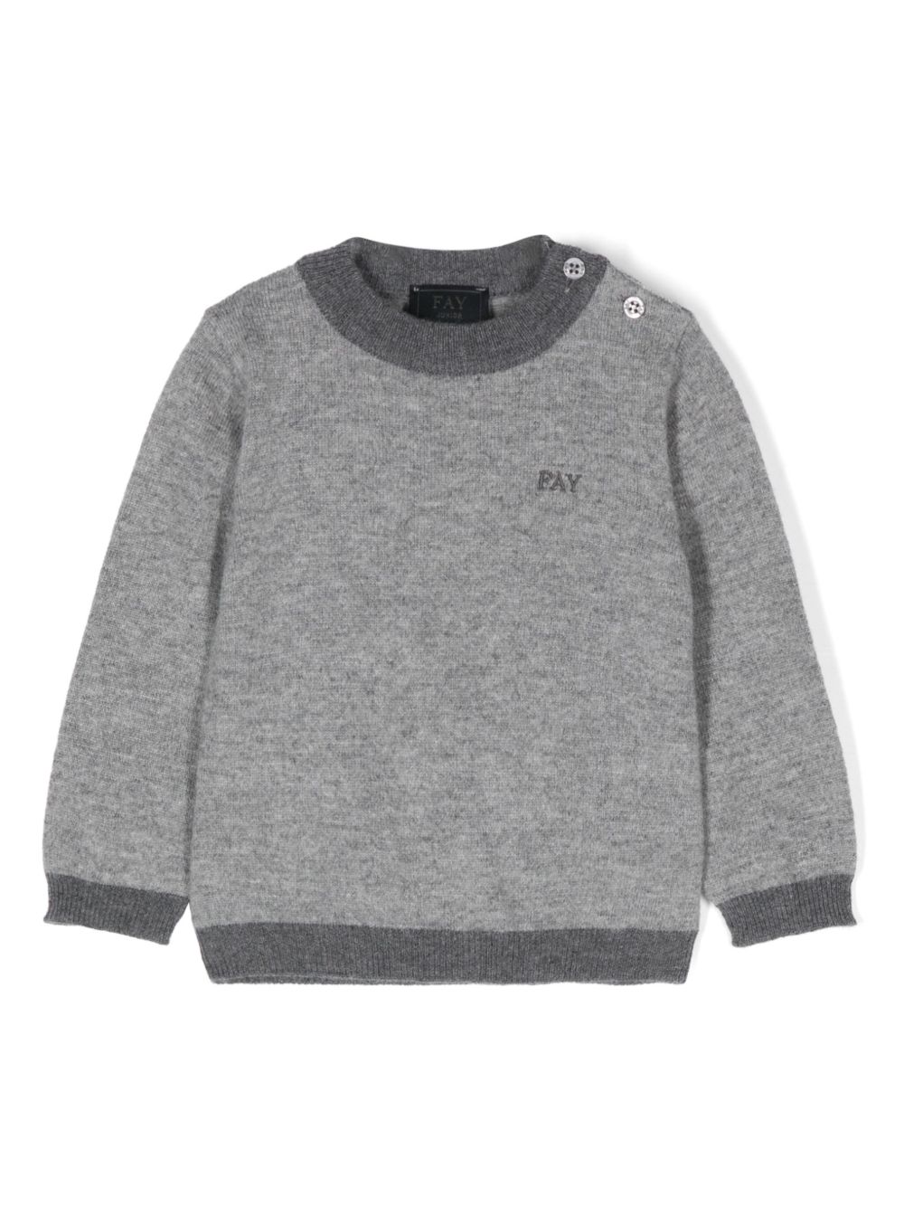 Fay Kids logo刺绣毛衣 - 灰色