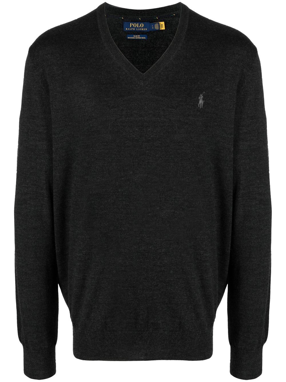 Polo Ralph Lauren logo刺绣V领毛衣 - 灰色