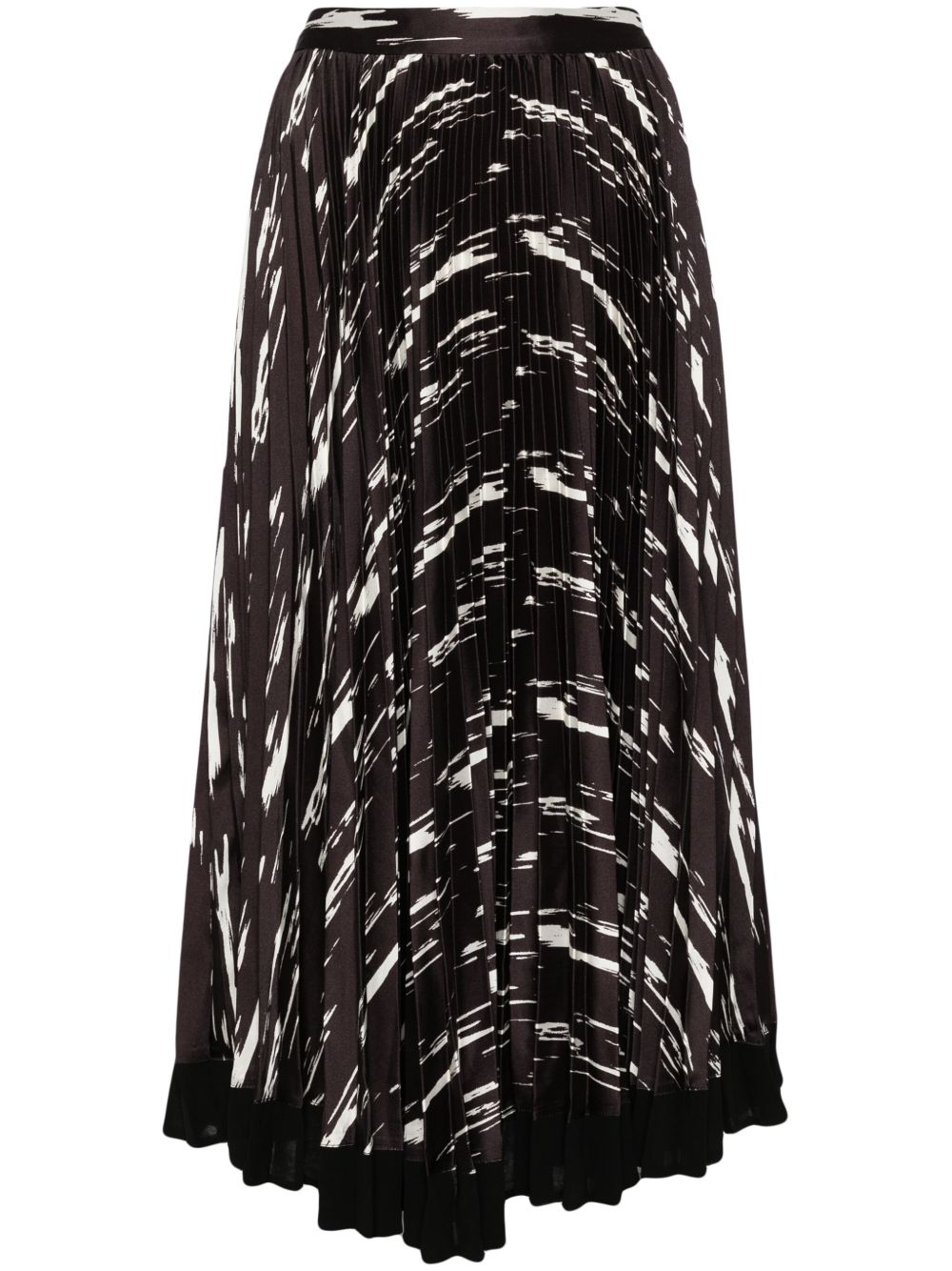 3.1 Phillip Lim Abstract Wood Grain 褶饰半身裙 - 黑色