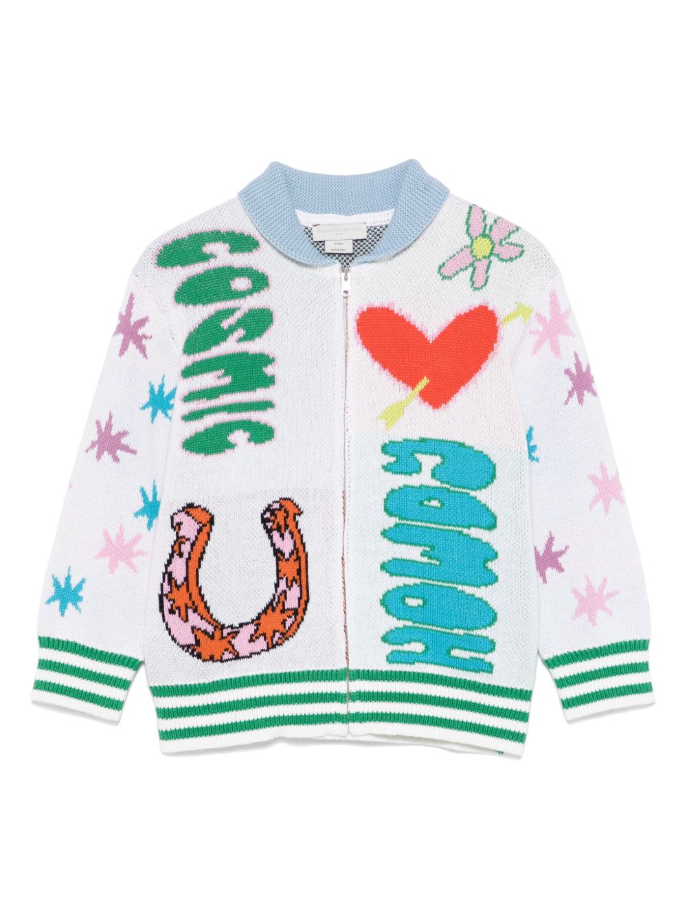 Stella McCartney Kids 嵌花针织开衫 - 白色