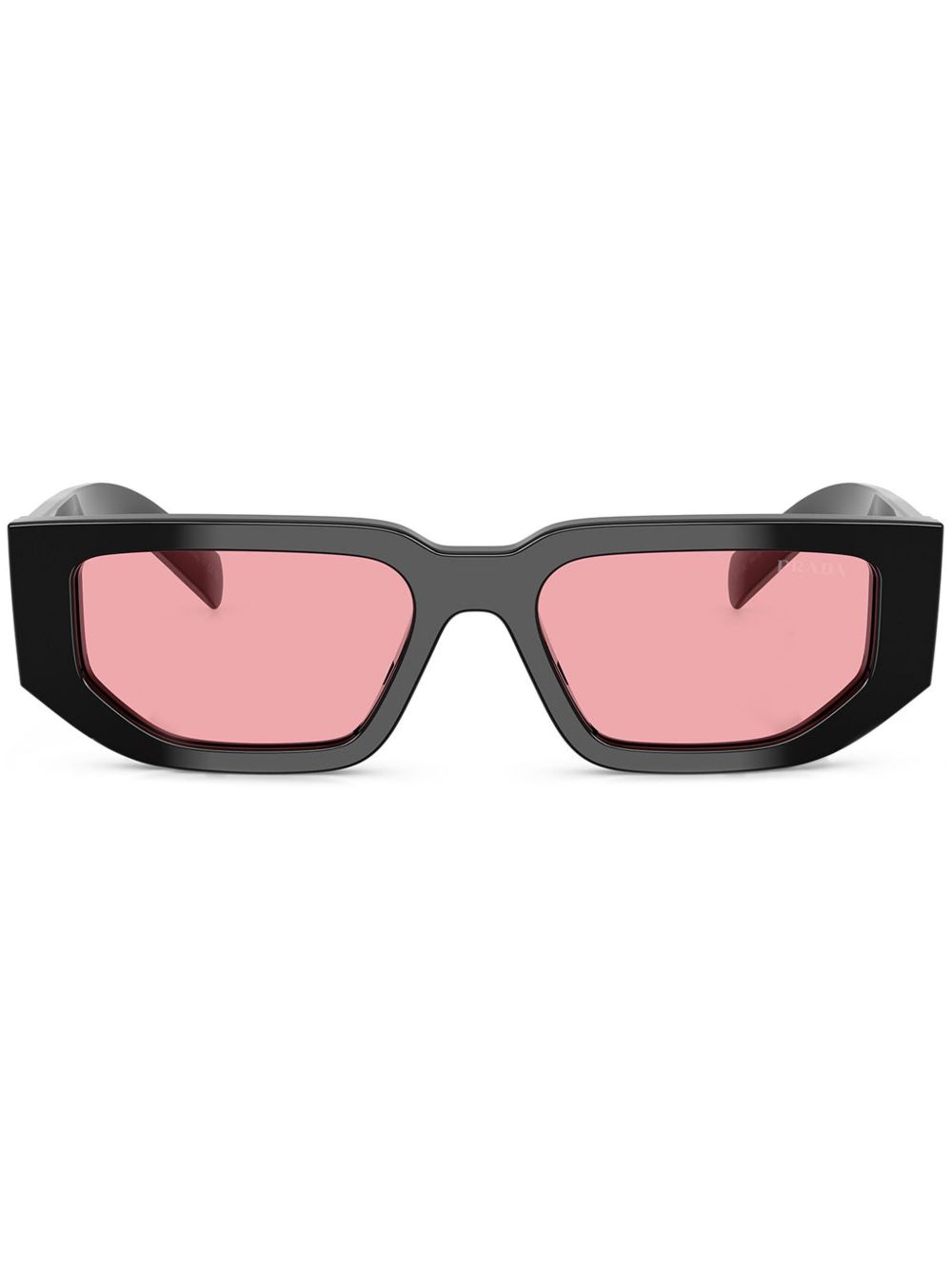 Prada Eyewear 三角形logo方框太阳眼镜 - 黑色