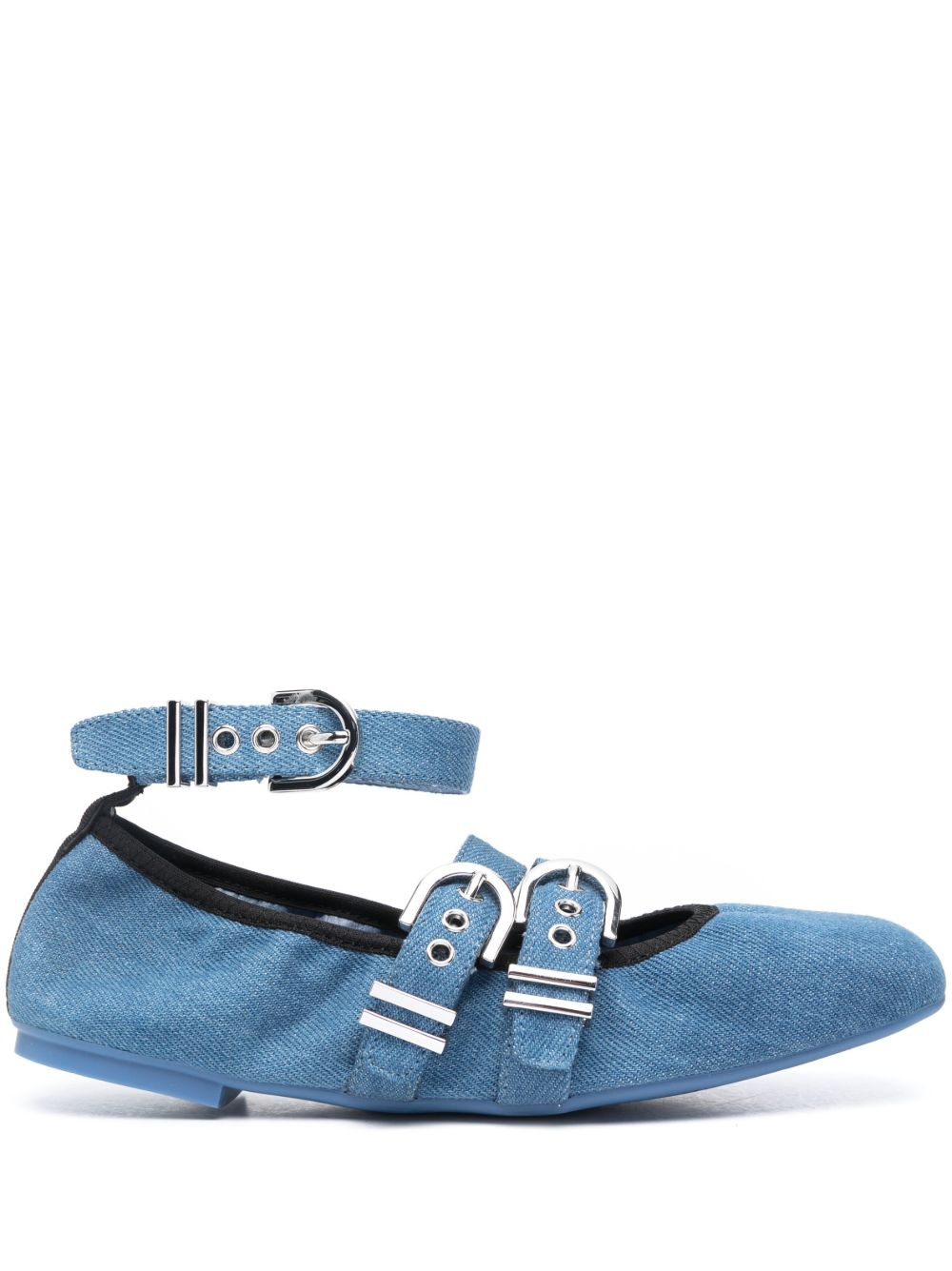 Stuart Weitzman Maverick 皮质芭蕾平底鞋 - 蓝色