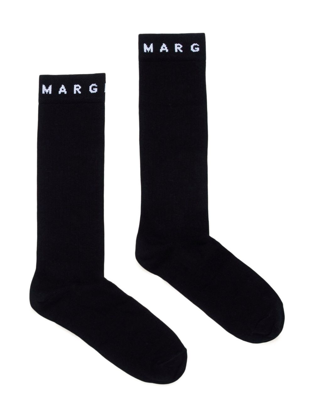 MM6 Maison Margiela Kids logo嵌花罗纹针织袜 - 黑色