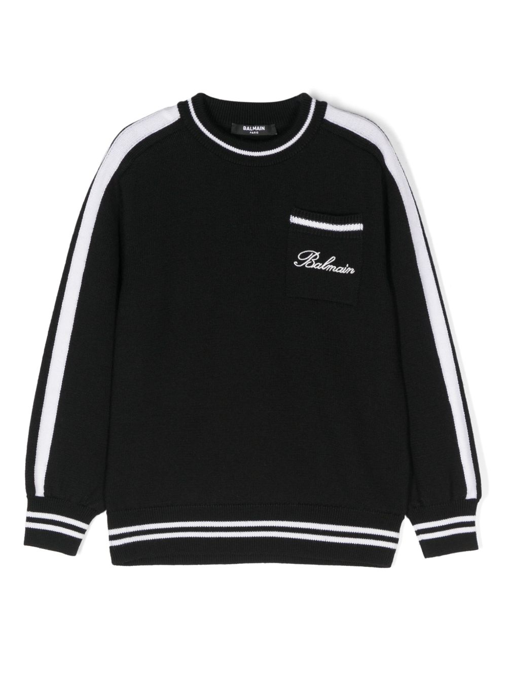 Balmain Kids logo刺绣毛衣 - 黑色