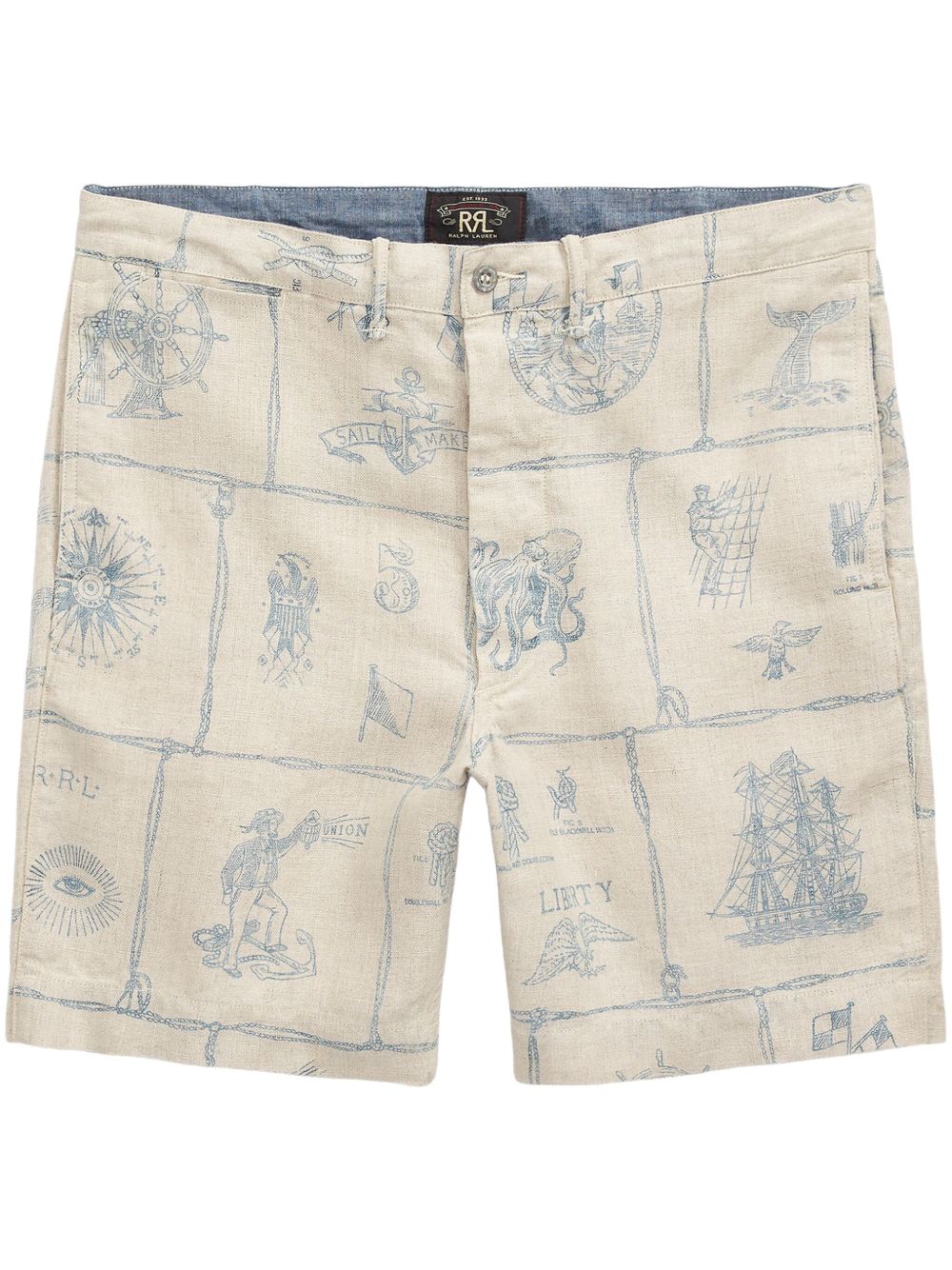 Ralph Lauren RRL 插画印花短裤 - 白色