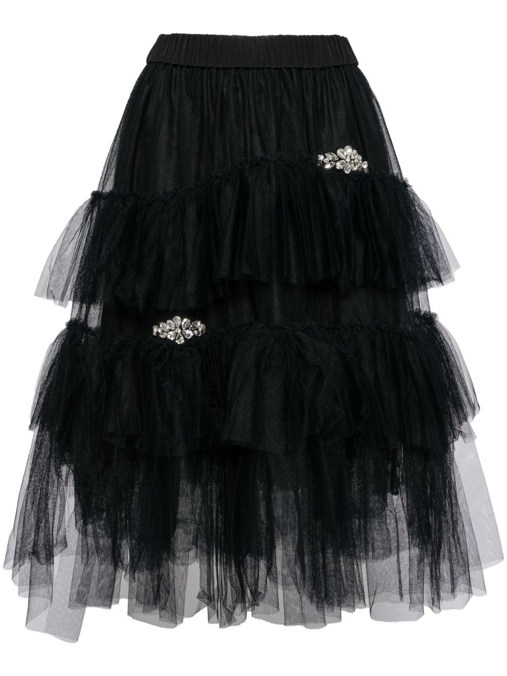 Simone Rocha 分层式薄纱半身裙 - 黑色