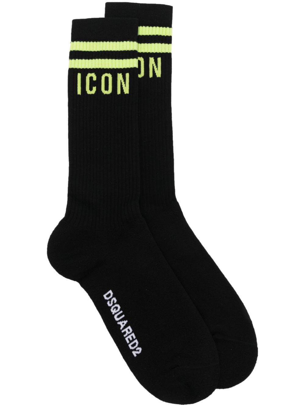 DSQUARED2 Icon 嵌花罗纹针织袜 - 黑色