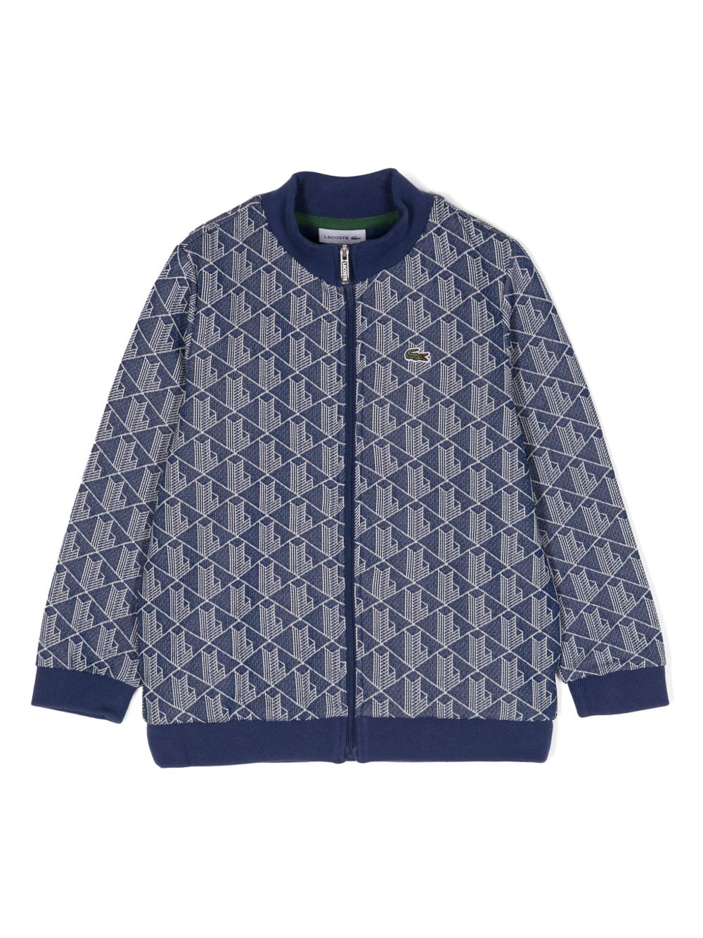 Lacoste Kids logo刺绣拉链夹克 - 蓝色