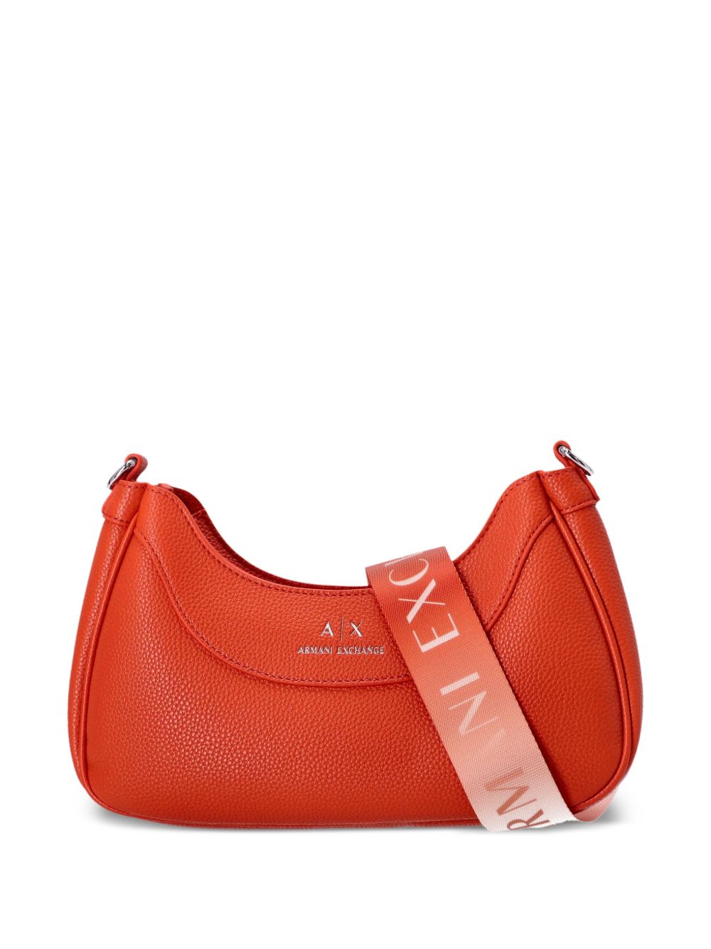 Armani Exchange 凹面压花logo皮质单肩包 - 橘色