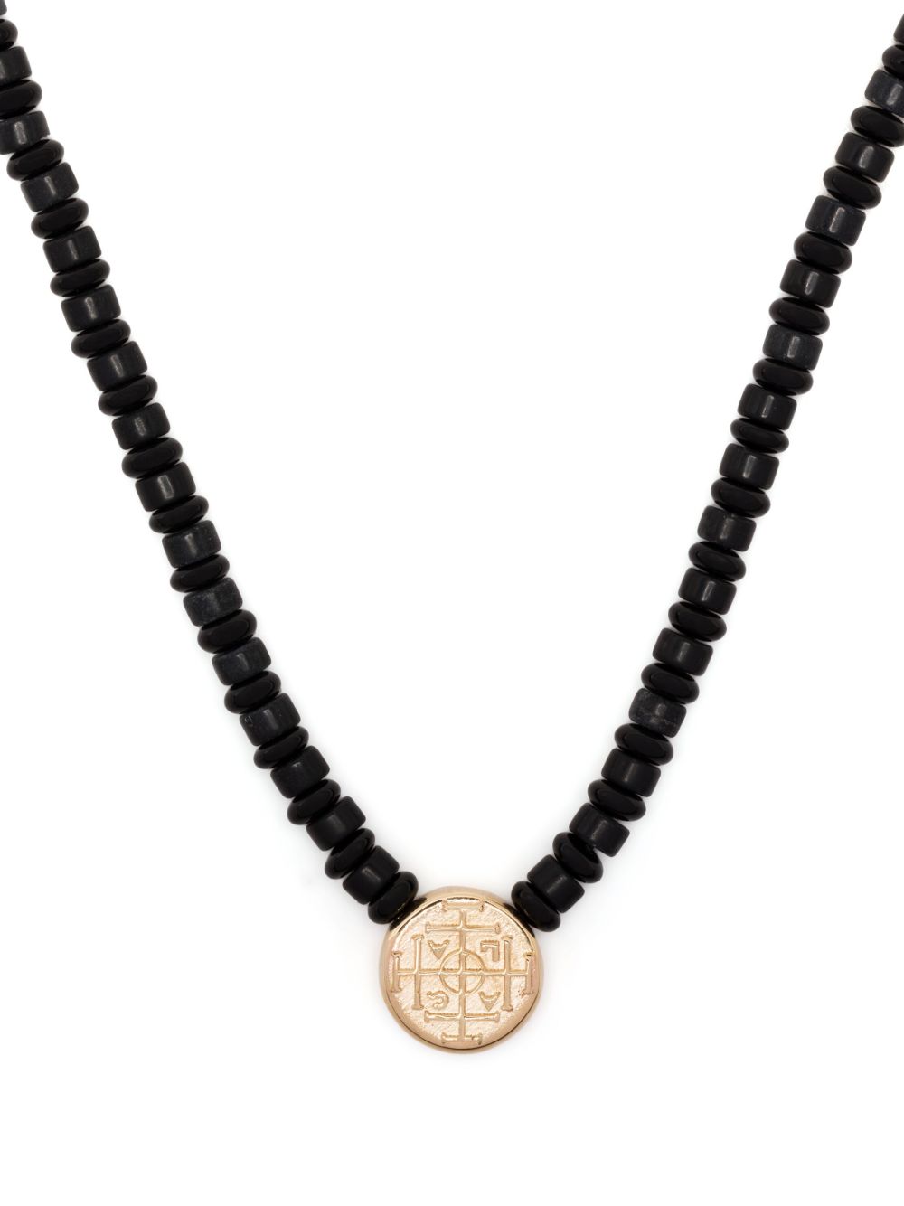LUIS MORAIS Money Seal 14K黄金缟玛瑙串珠项链 - 黑色