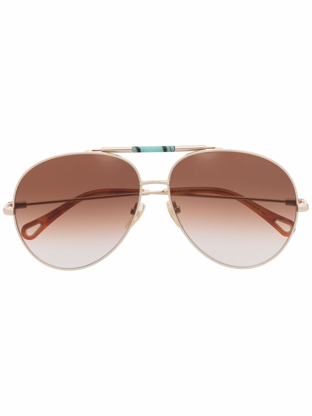 Chloé Eyewear 渐色飞行员镜框太阳眼镜 - 金色
