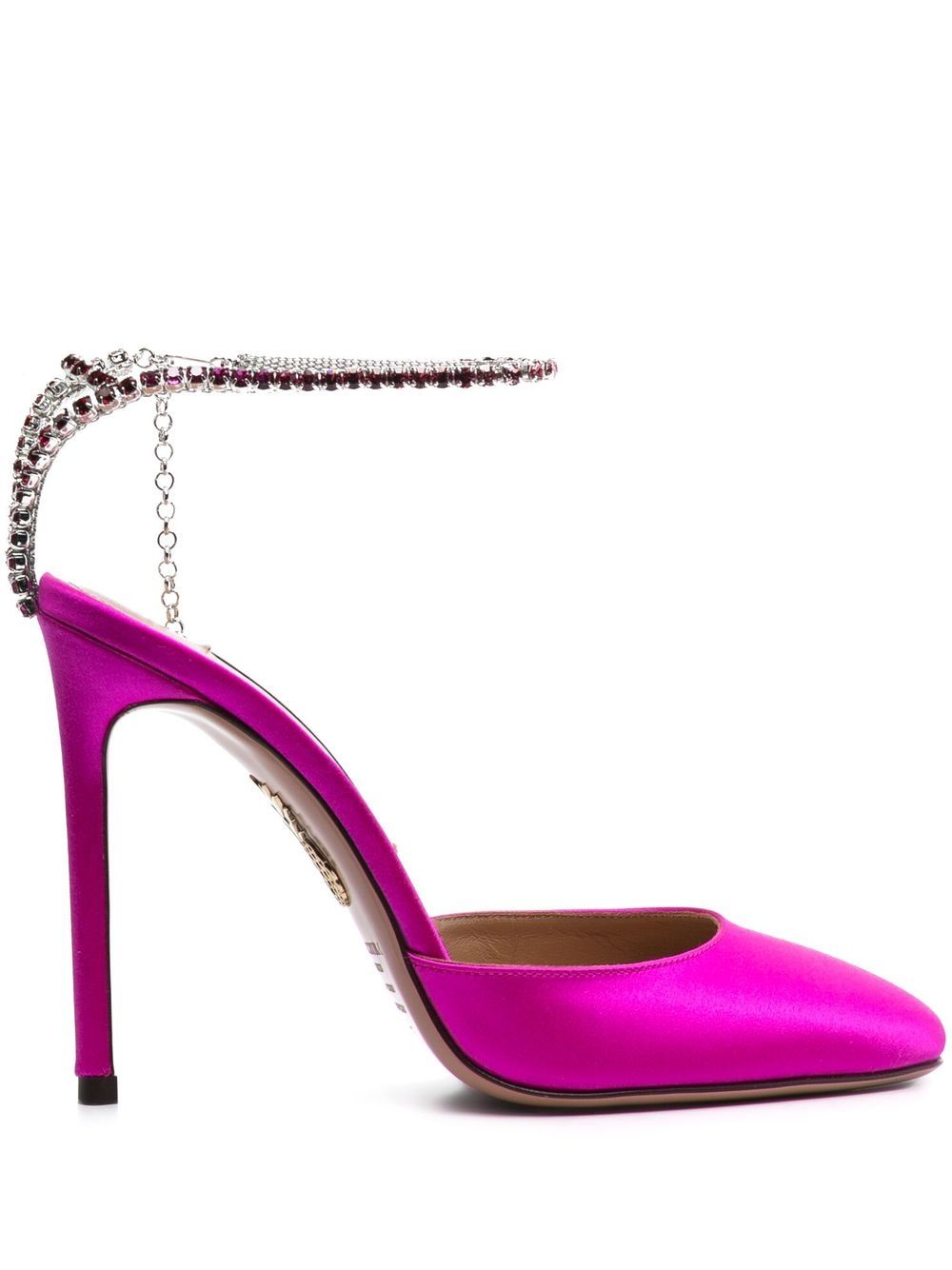 Aquazzura 晶饰缎面高跟鞋 - 粉色