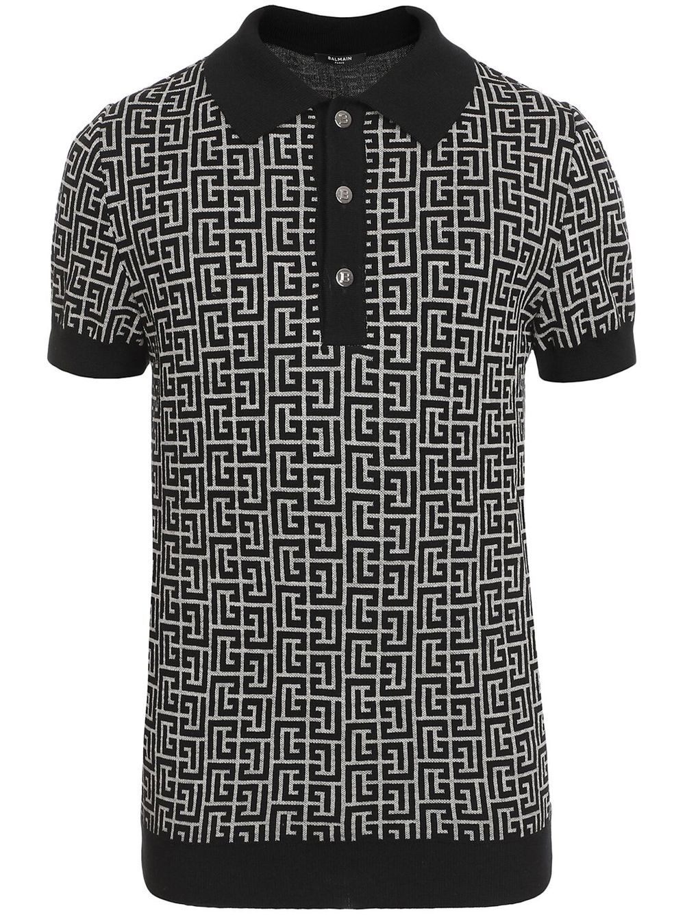 Balmain PB 经典logo提花polo衫 - 黑色