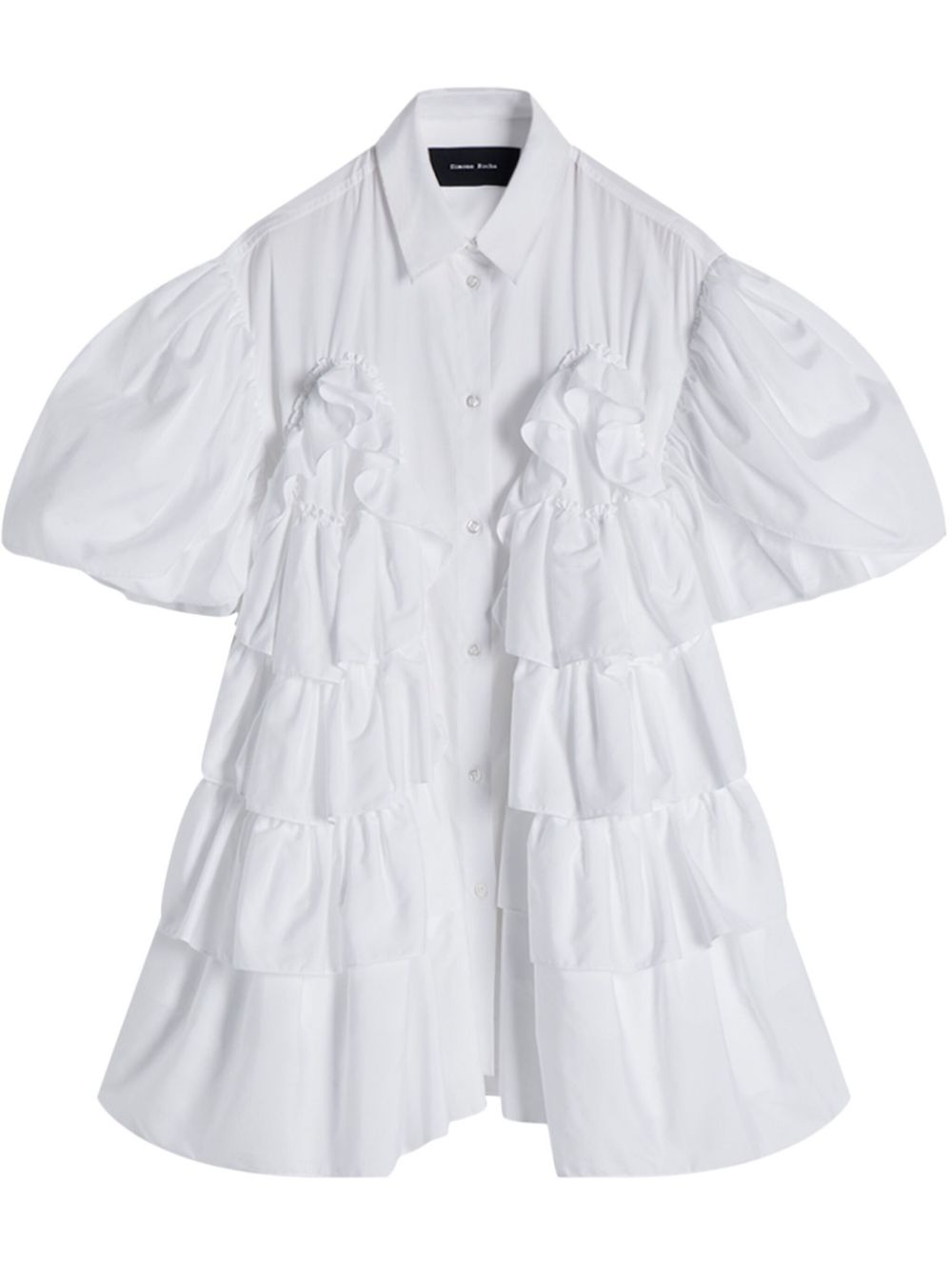 Simone Rocha 花瓣袖荷叶边衬衫 - 白色