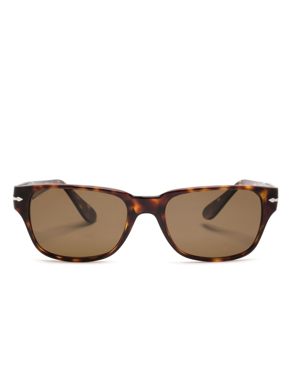 Persol 玳瑁纹效果长方形框太阳眼镜 - 褐色