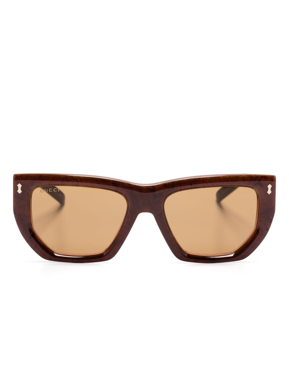 Gucci Eyewear 长方形框太阳眼镜 - 褐色