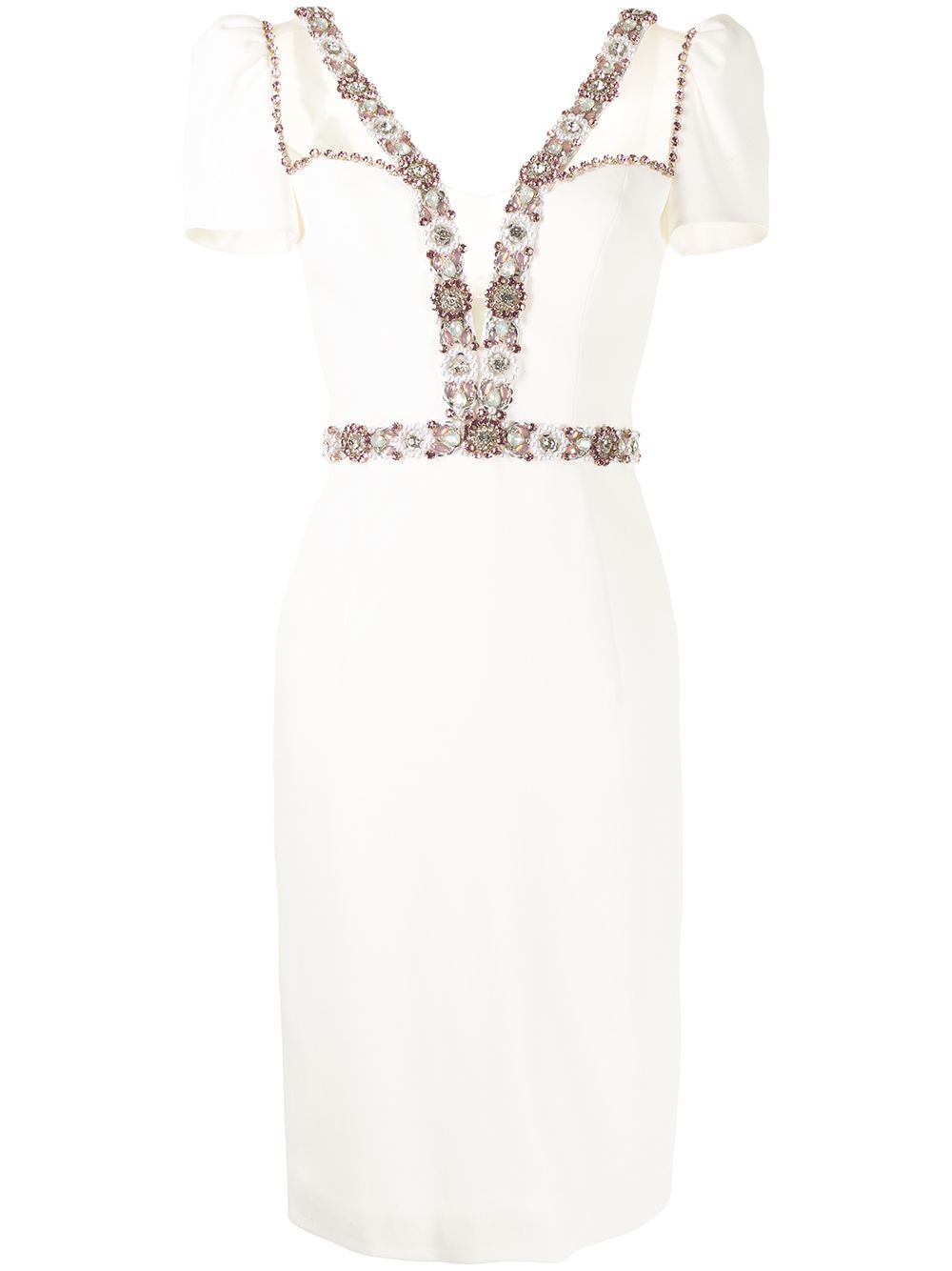 Jenny Packham Panache 中长铅笔连衣裙 - 白色