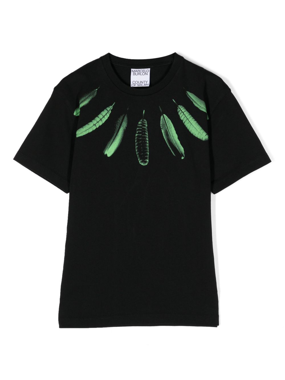 Marcelo Burlon County Of Milan Kids Collar Feathers 印花棉T恤 - 黑色