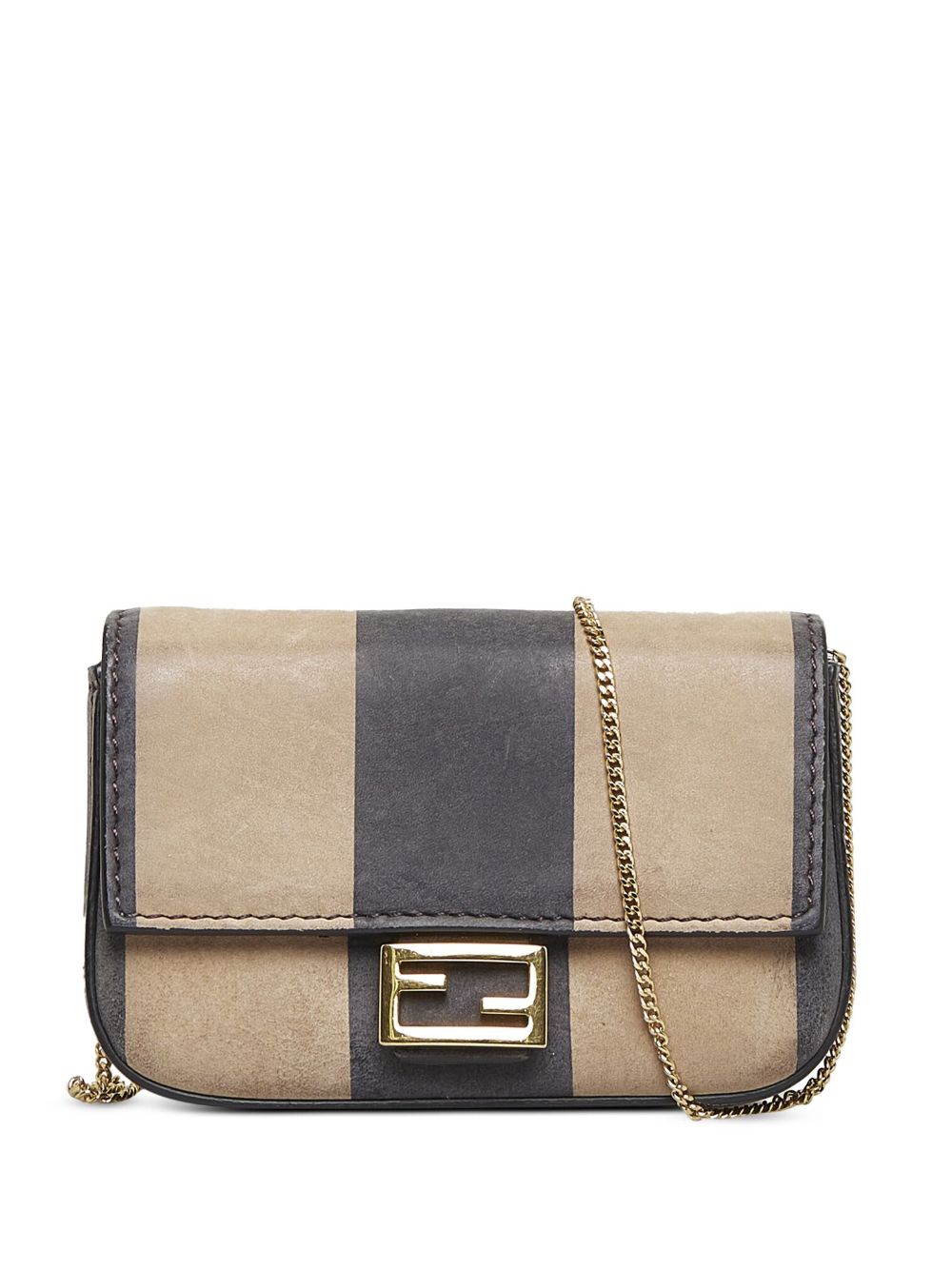 Fendi Pre-Owned Pequin 条纹迷你单肩包 - 褐色