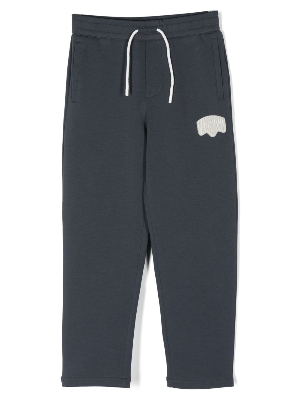 Emporio Armani Kids 标贴抽绳长裤 - 蓝色