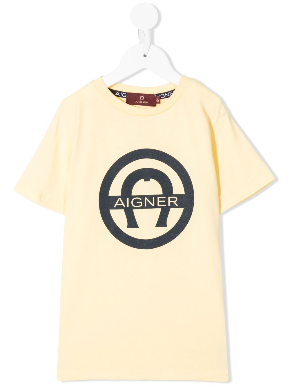 Aigner Kids logo印花T恤 - 黄色