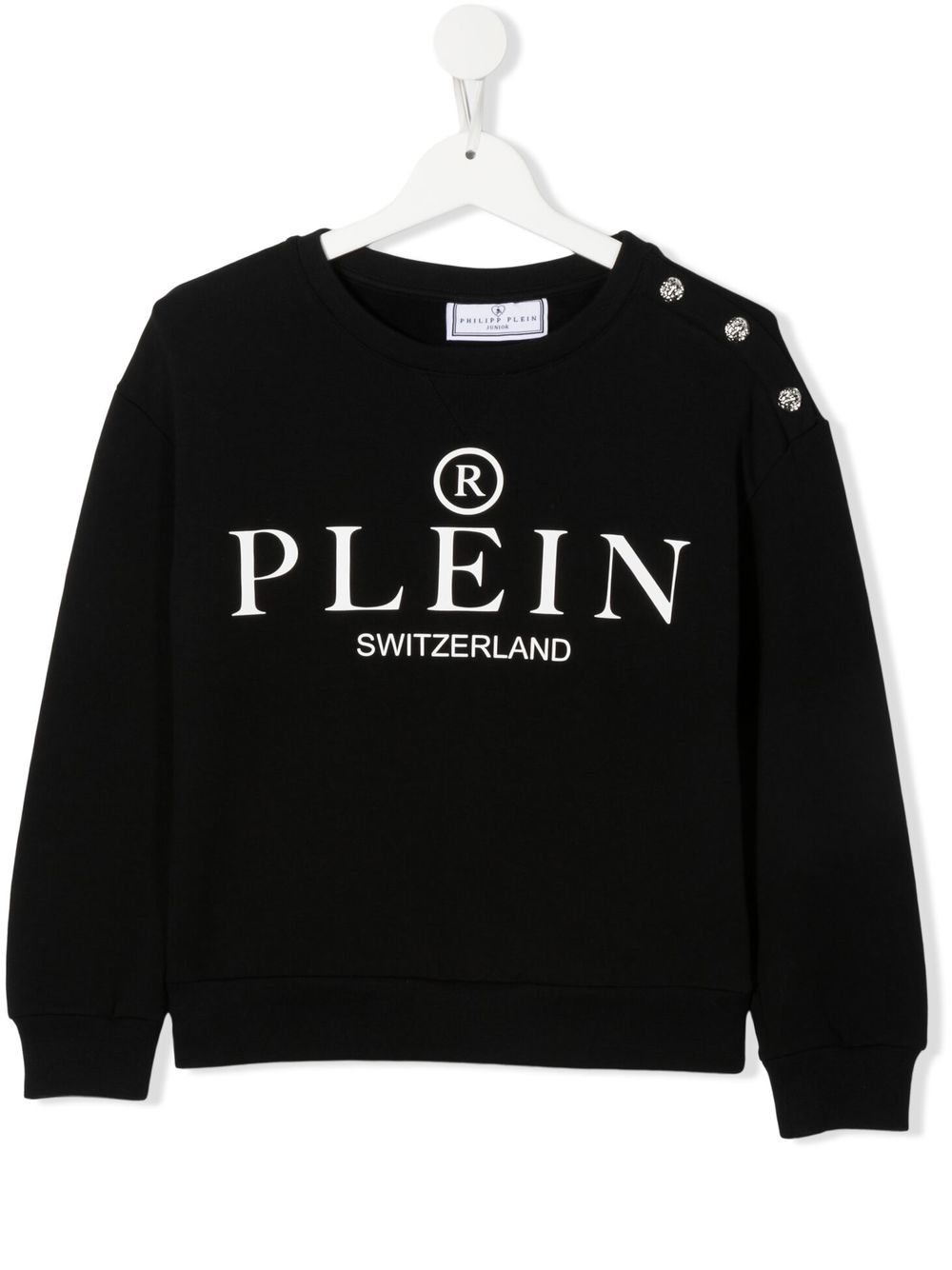 Philipp Plein Junior Plush logo印花卫衣 - 黑色