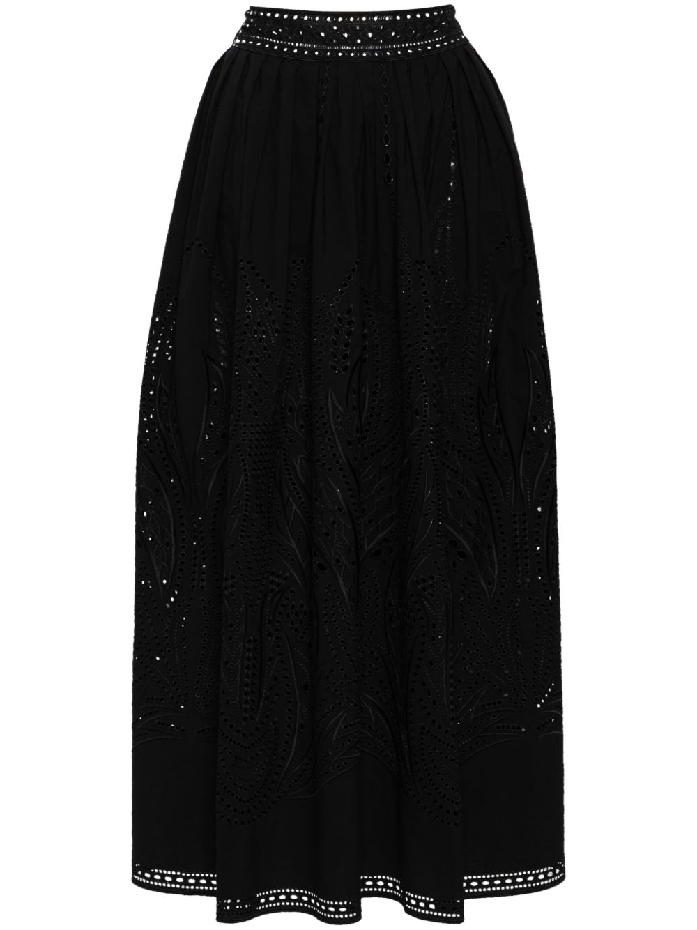 Alberta Ferretti 蕾丝细节超长半身裙 - 黑色