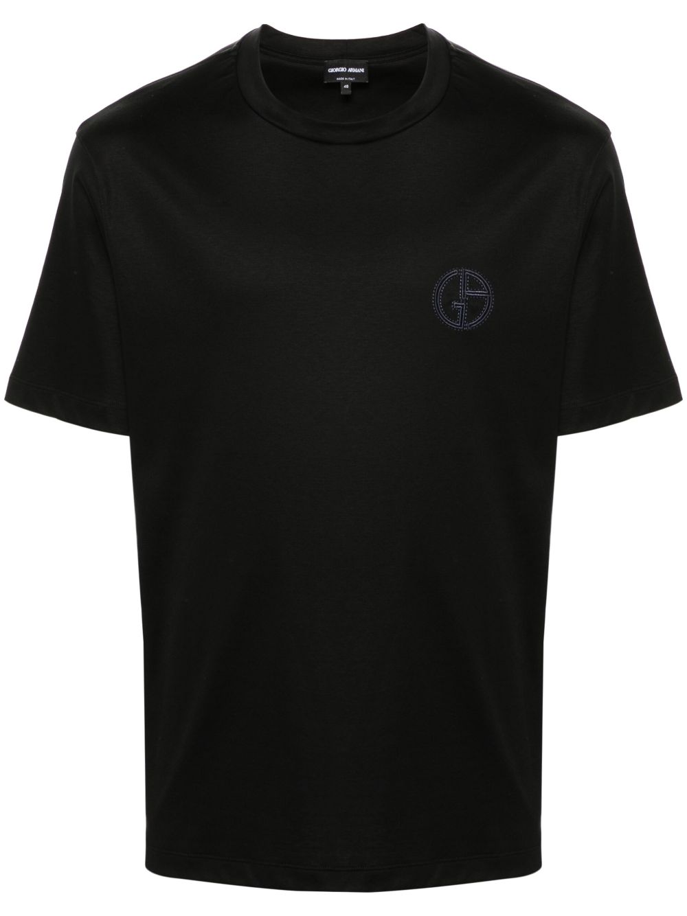 Giorgio Armani logo刺绣T恤 - 黑色