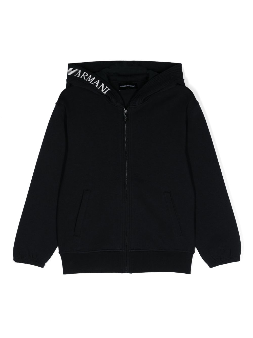 Emporio Armani Kids logo提花连帽衫 - 蓝色