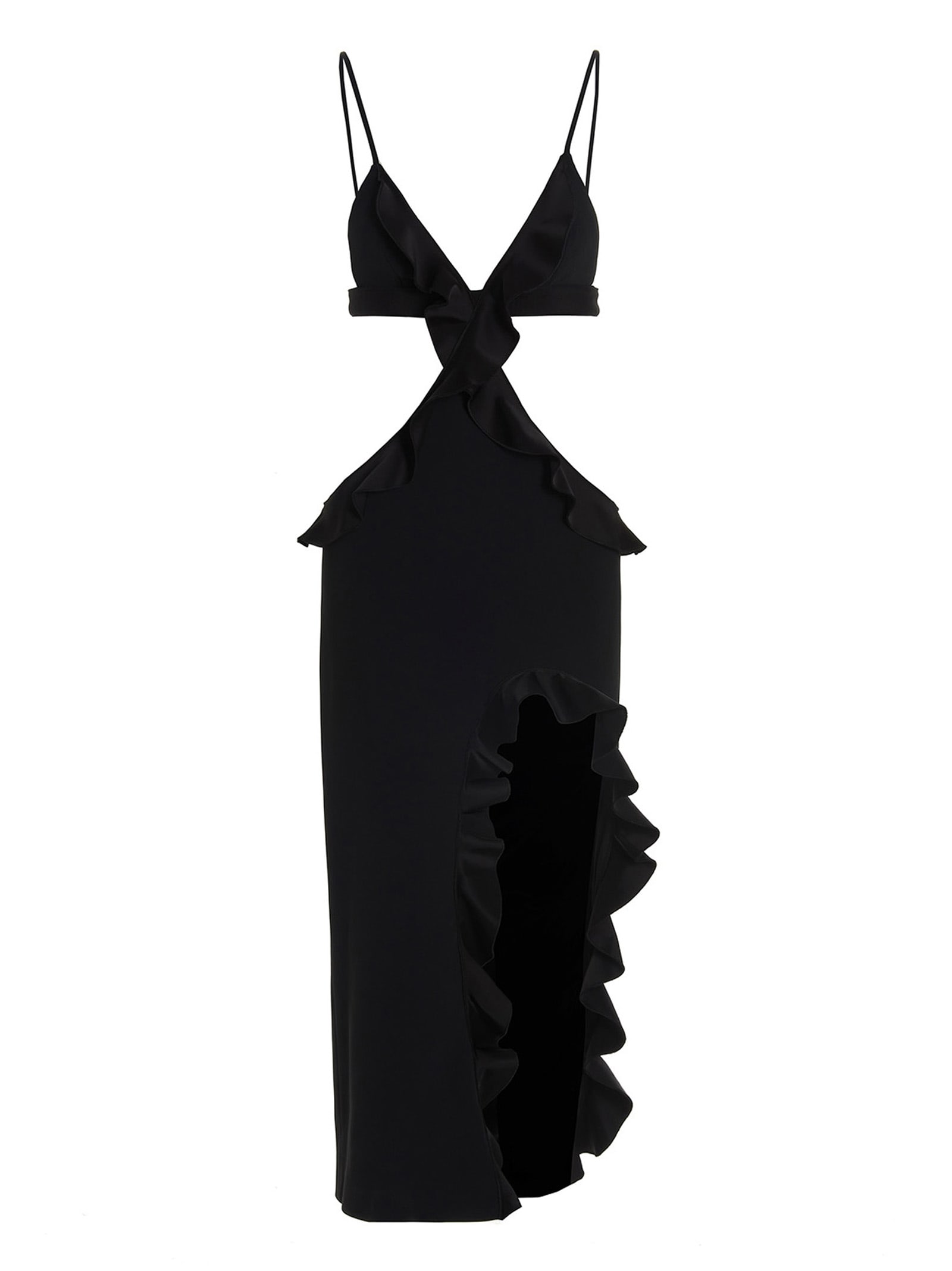 David Koma crossbody & Open Leg Ruffle Dress