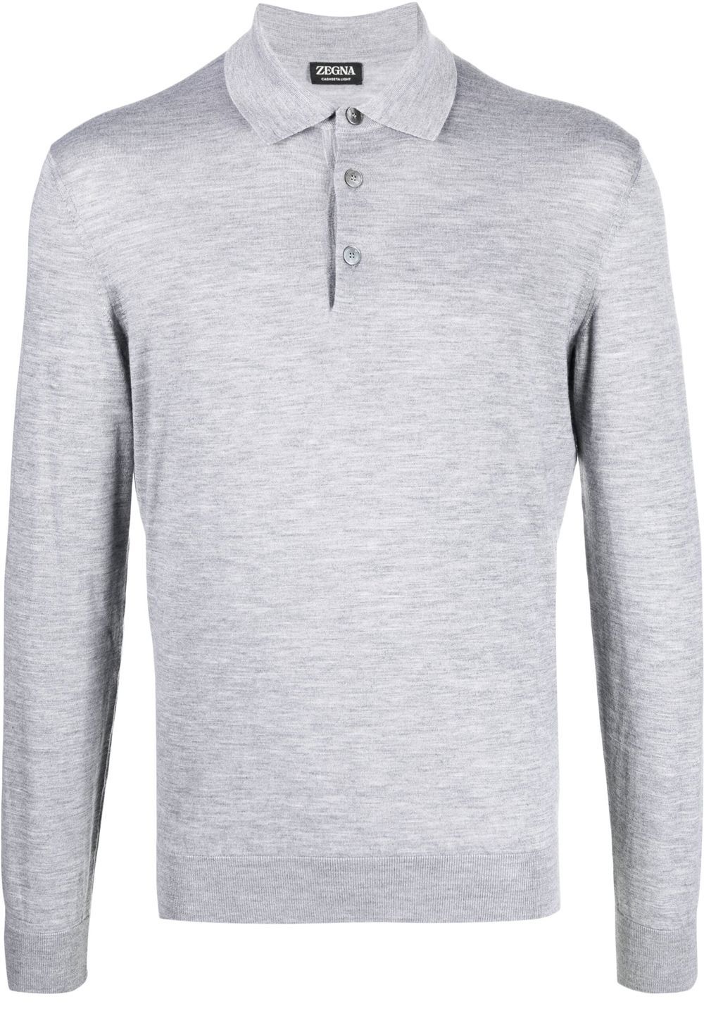 Zegna 羊绒真丝polo领上衣 - 灰色