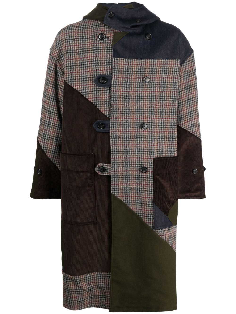 Baracuta 拼贴设计双排扣外套 - 褐色