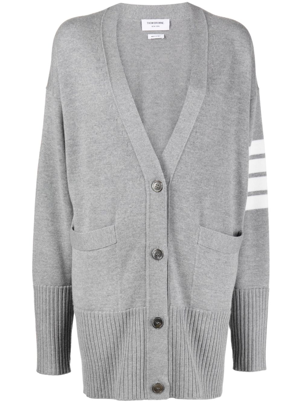 Thom Browne 4-Bar 初剪羊毛开衫 - 灰色