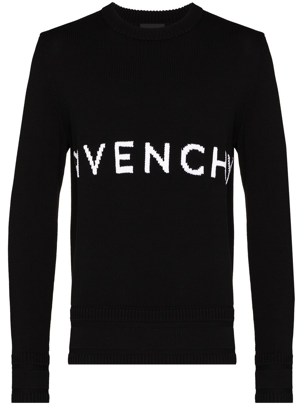 Givenchy logo嵌花针织圆领毛衣 - 黑色