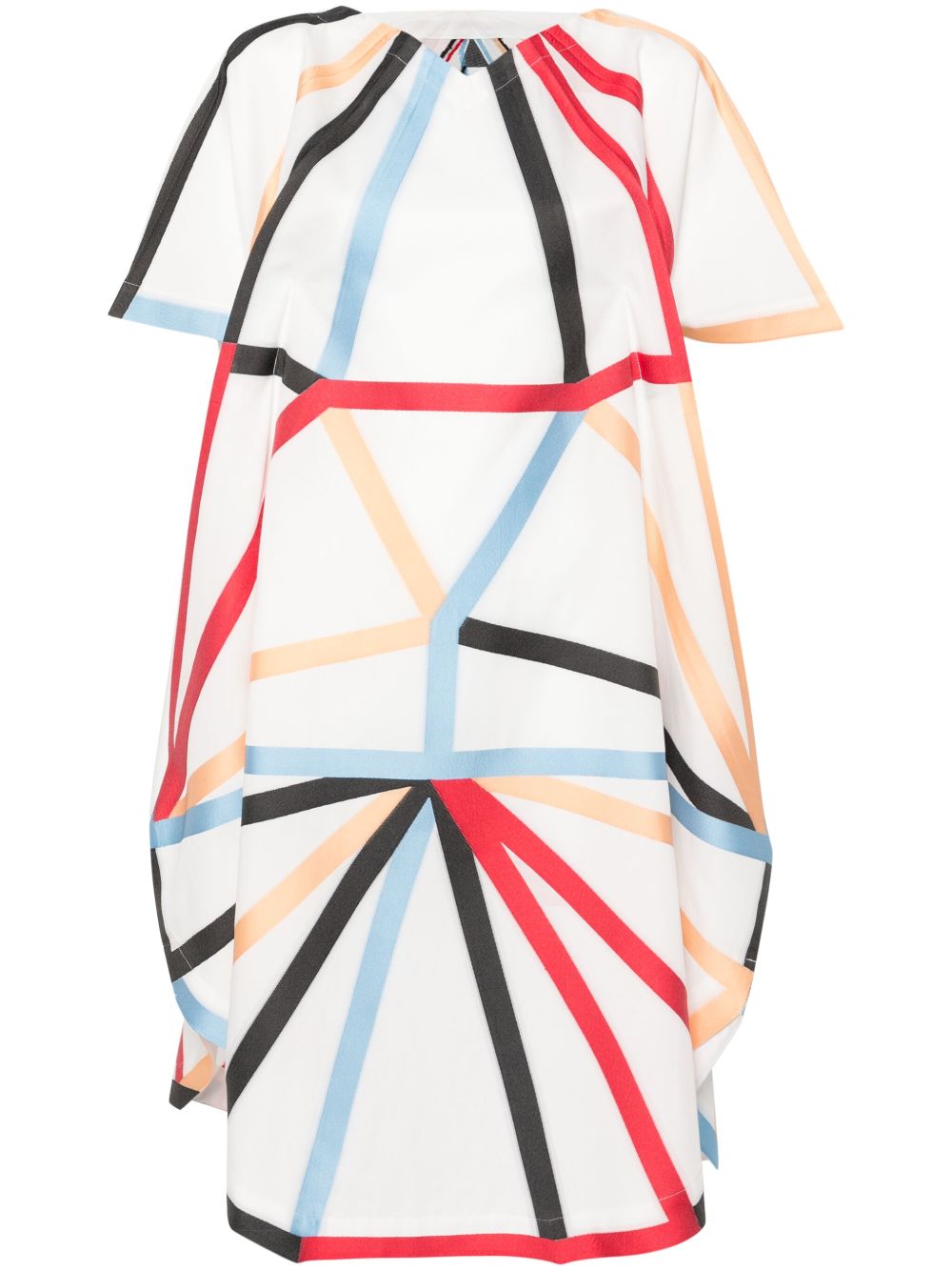 132 5. Issey Miyake Dimensions 几何印花连衣裙 - 白色