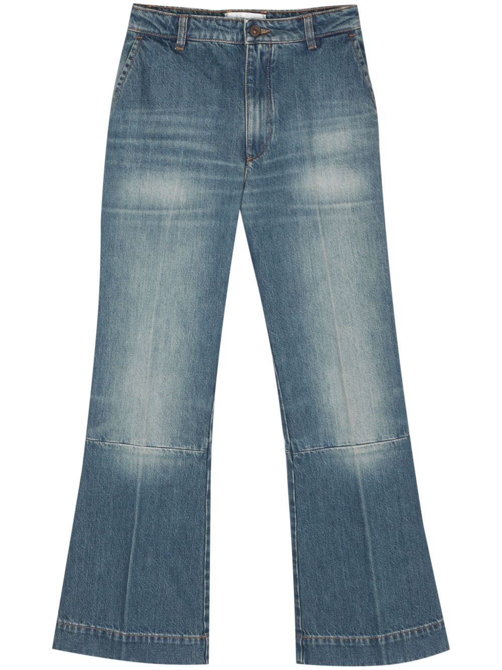 Victoria Beckham logo贴花微喇牛仔裤 - 蓝色