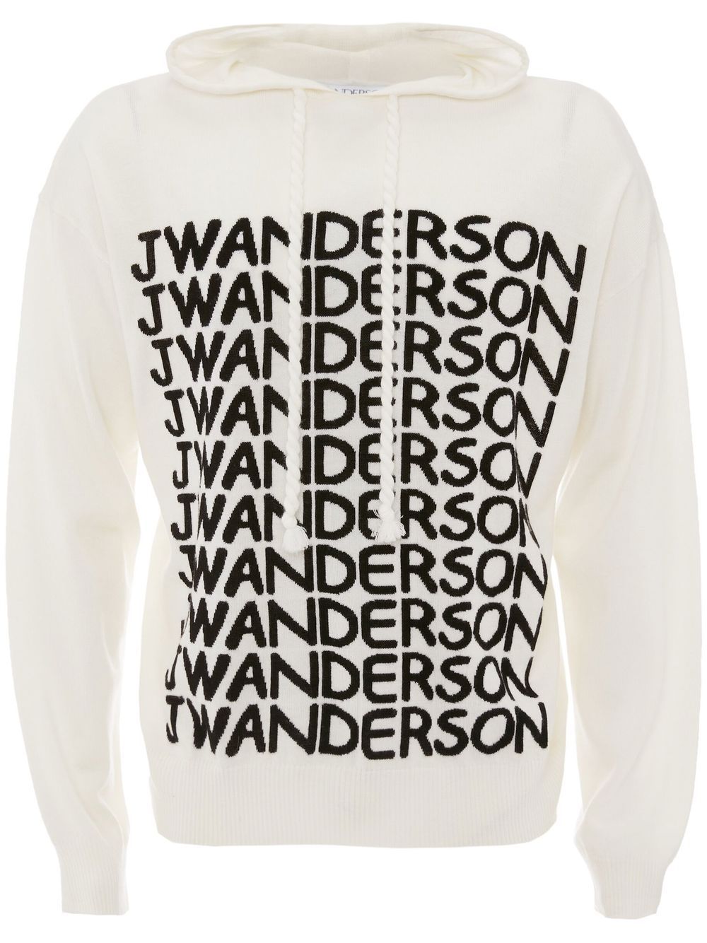 JW Anderson logo印花美利奴羊毛连帽衫 - 白色