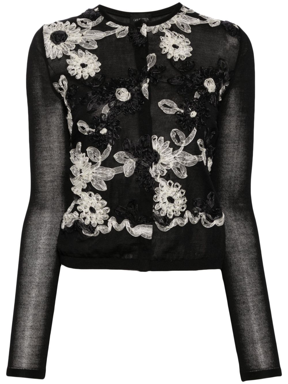 Giambattista Valli 花卉刺绣开衫 - 黑色