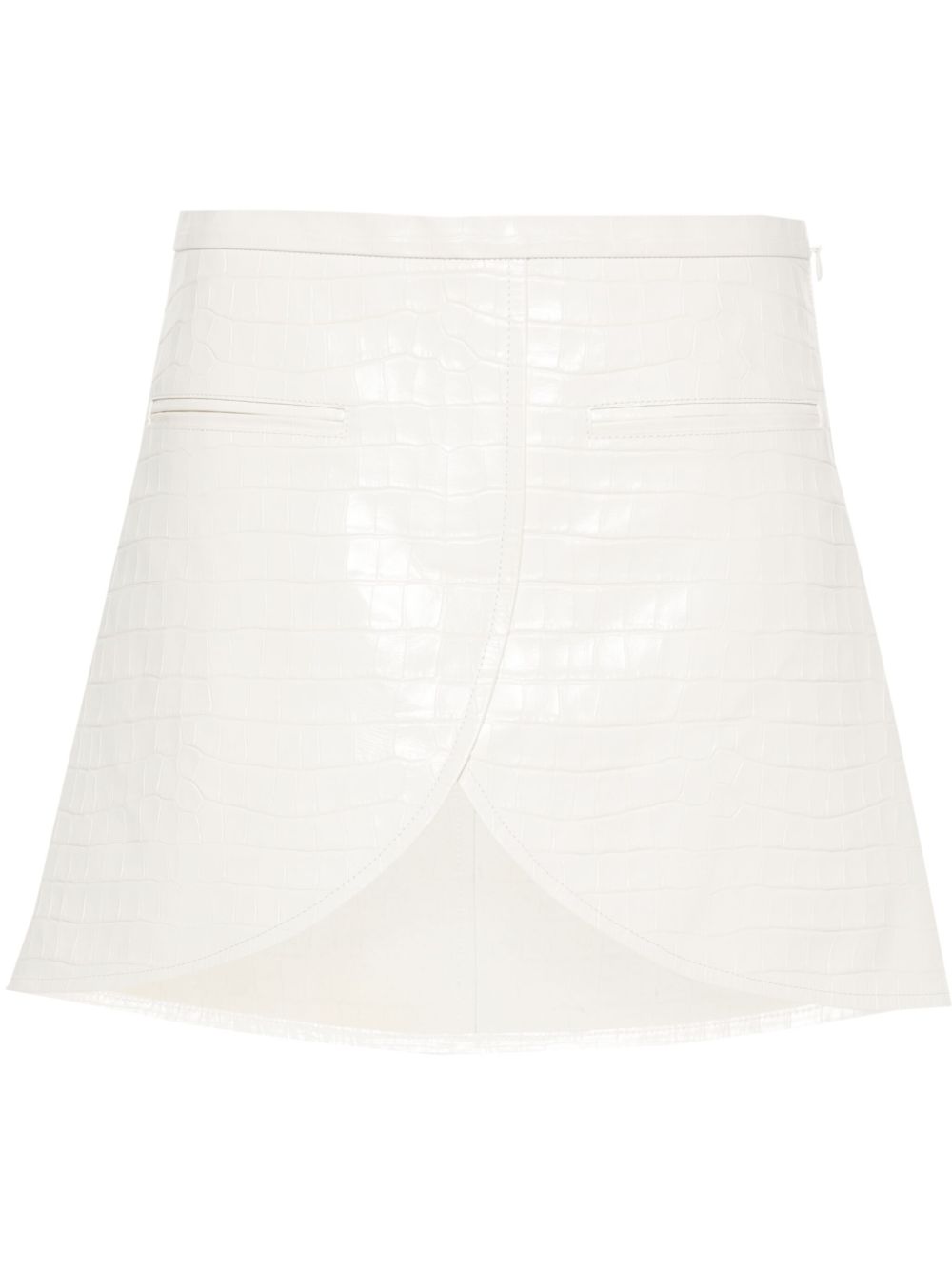 Courrèges Ellipse 仿鳄鱼纹皮质迷你半身裙 - 白色