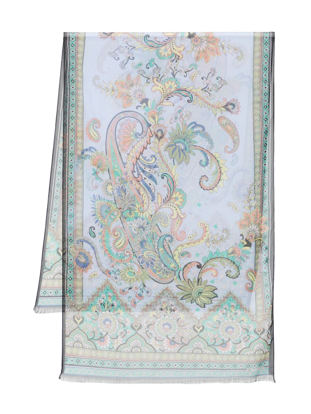 ETRO 佩斯理印花真丝围巾 - 蓝色