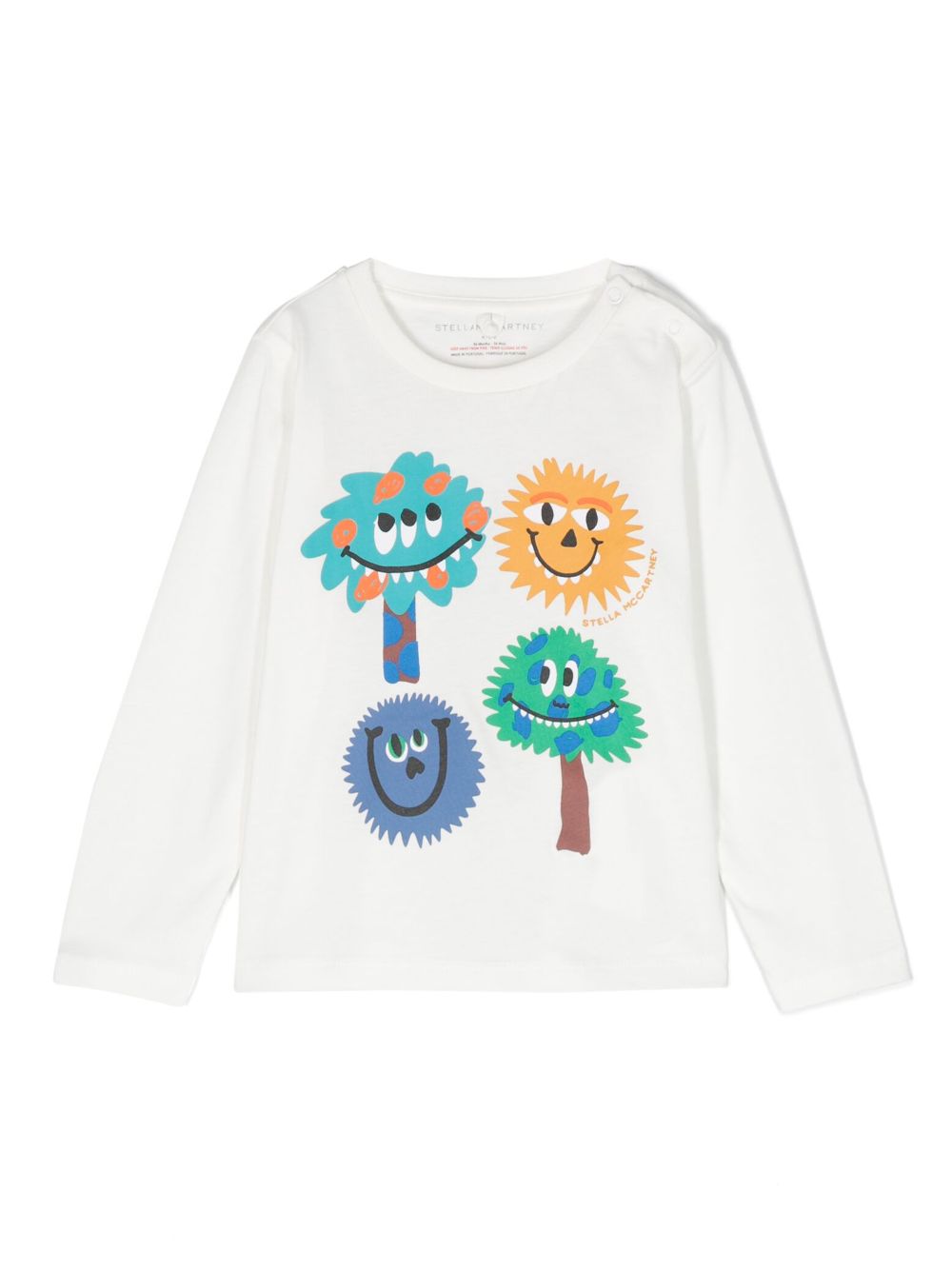 Stella McCartney Kids Monster Face 印花棉T恤 - 白色